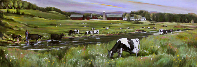 The Dairy Farm Dream of Vermont, Oil on Canvas, 36 x 12 The Dairy Farm Dream of Vermont, Oil on Canvas, 36 x 12
