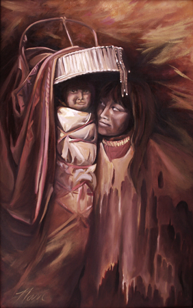 Apache Girl & Papoose, Oil on Canvas, 24 x 40 Apache Girl & Papoose, Oil on Canvas, 24 x 40