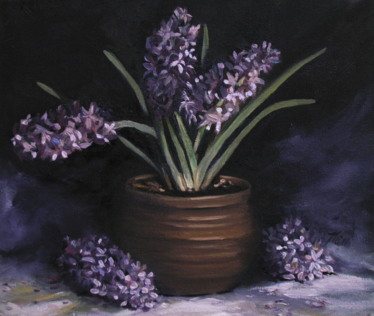 Hyacinths in a Pot, Oil on Canvas, 12 x 10 Hyacinths in a Pot, Oil on Canvas, 12 x 10
