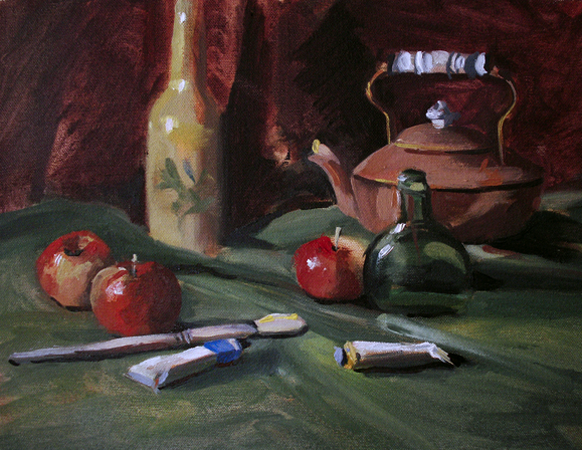 Red Apples and Paint, Oil on Canvas, 14 x 11 Red Apples and Paint, Oil on Canvas, 14 x 11