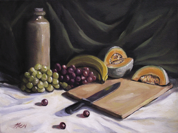 Fruit by the Light, Oil on Canvas, 12 x 16